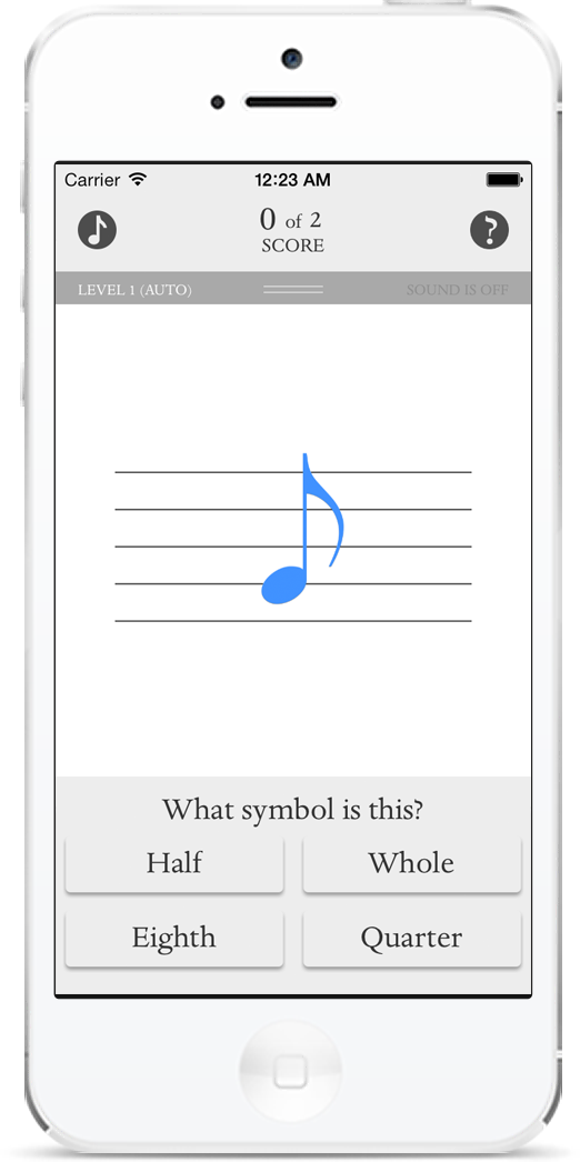 Music flashcards, G teble note